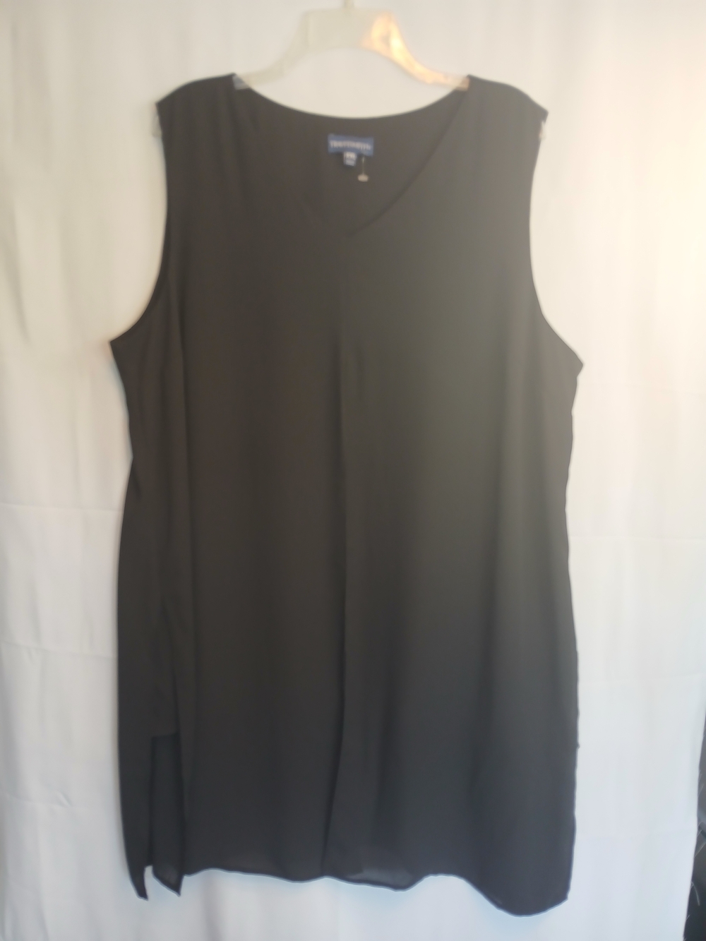 Black Sleeveless Split Front Flowy V-Neck Tunic XXL NWOT